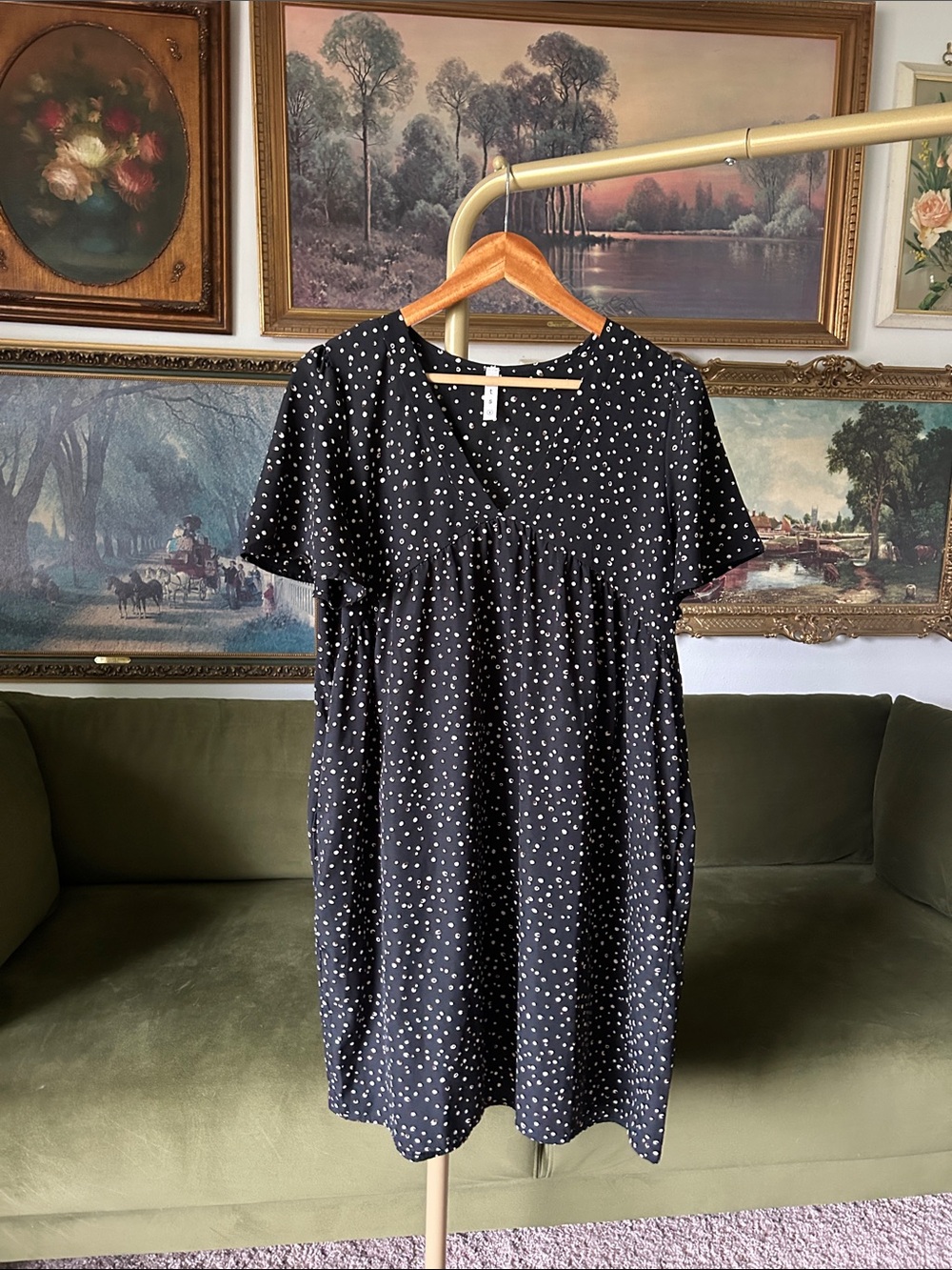 MTS Black Midi Dress with Polka Dots